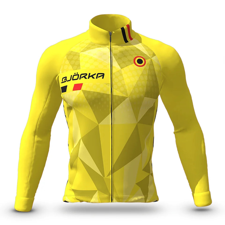 BJORKA winter cycling wool long sleeved shirt Chamarras De Hombres mens professional team cycling jacket with 3 back pockets 241022