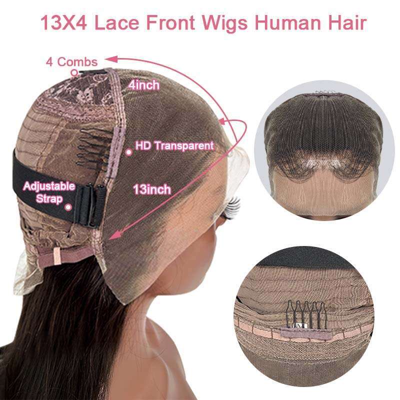 High 300 Density Lace Wigs Super Double Drawn Bone Straight Lace Front Wig 100% Brazilian Remy Lace Frontal pre Plucked Wigs