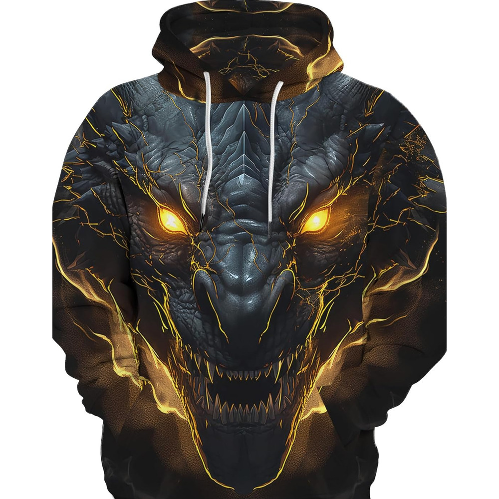 Hoodie for Mens Womens Unisex Hoodies Cool Animal Print Pullover Hooded 3d Graphic Print Sweatshirt Hoodies with Big Pockets Graphic Hip hop Warmth