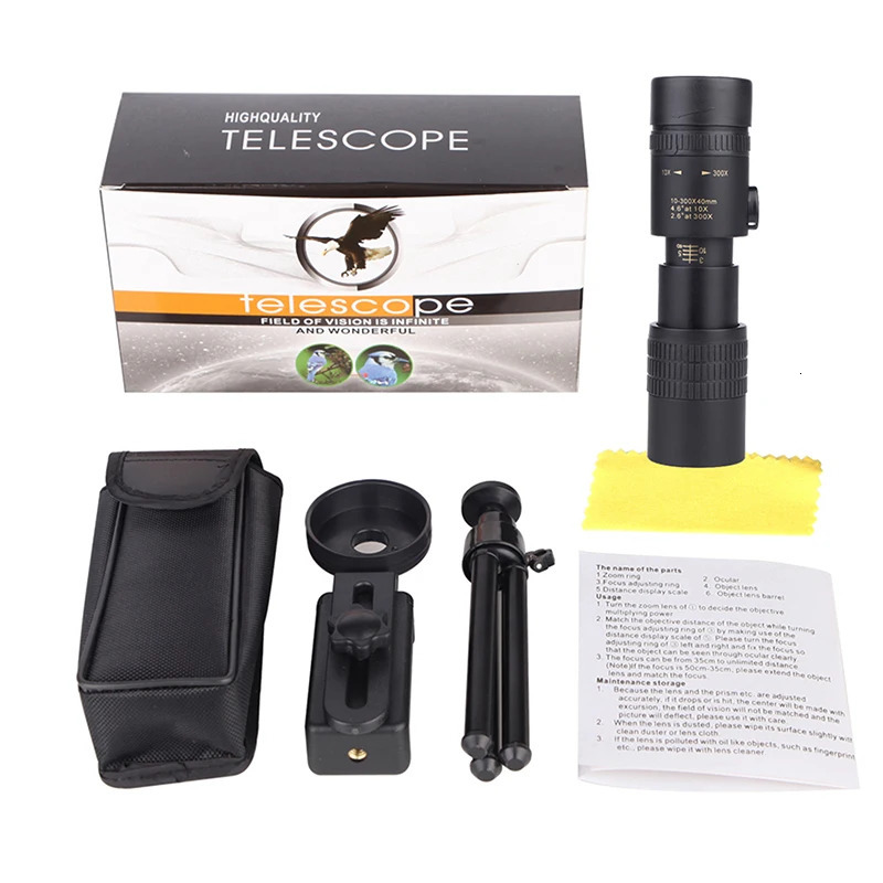 Outdoor 300X40 Zoom Len Spin Monoculars Professional Long Range Telescope Mobile Phone Po Binoculars 241022