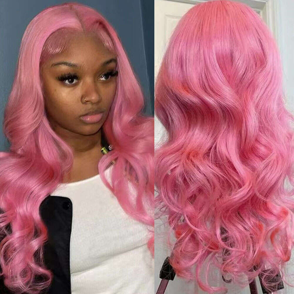 Pink WIF Wave Synthetic Lace Front Wig Long Body Teal Green Heat Fiber Wigs Fashion Women Makeup Cosplay Blonde Hair s