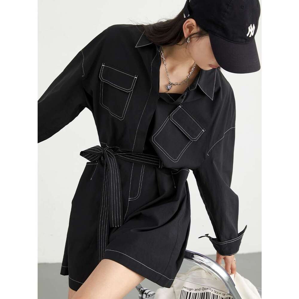 CHIC VEN Women's Jumpsuits Loose Bright E Straight Female Rompers With Waist Belt Summer 2024