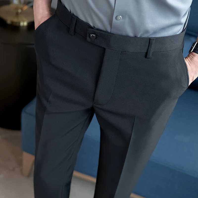 Summer Simple White Suit Pants for Men Slim Fit Business Casual Dress Pants Ankle Length Social Streetwear Trousers 2023XJ241023