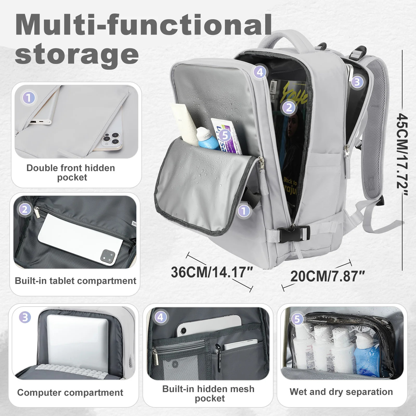 Mens large capacity Easyjet portable 45x36x20 backpack laptop bag handbag travel backpack 241023