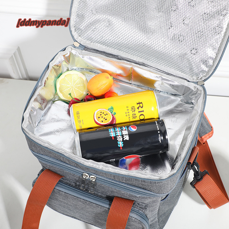 New double-layer lunch large capacity ice pack, outdoor camping with food, picnic bag, crossbody insulation bag #18 ddmypanda