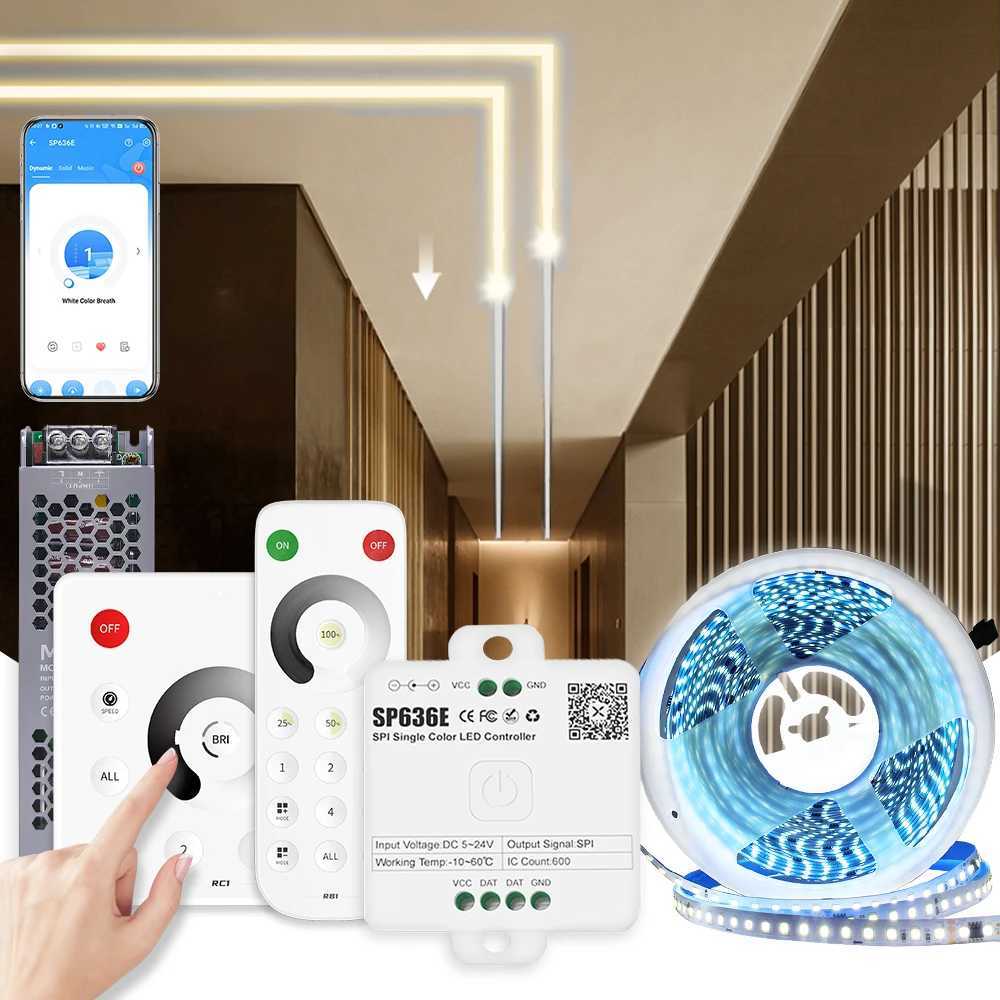 Sequential Led Strip 24v 10M 15M 20M 2835 WS2811 Horse Running LED Ribbon Flowing Water Tape Light with SP636E RF APP ControllerLX241023