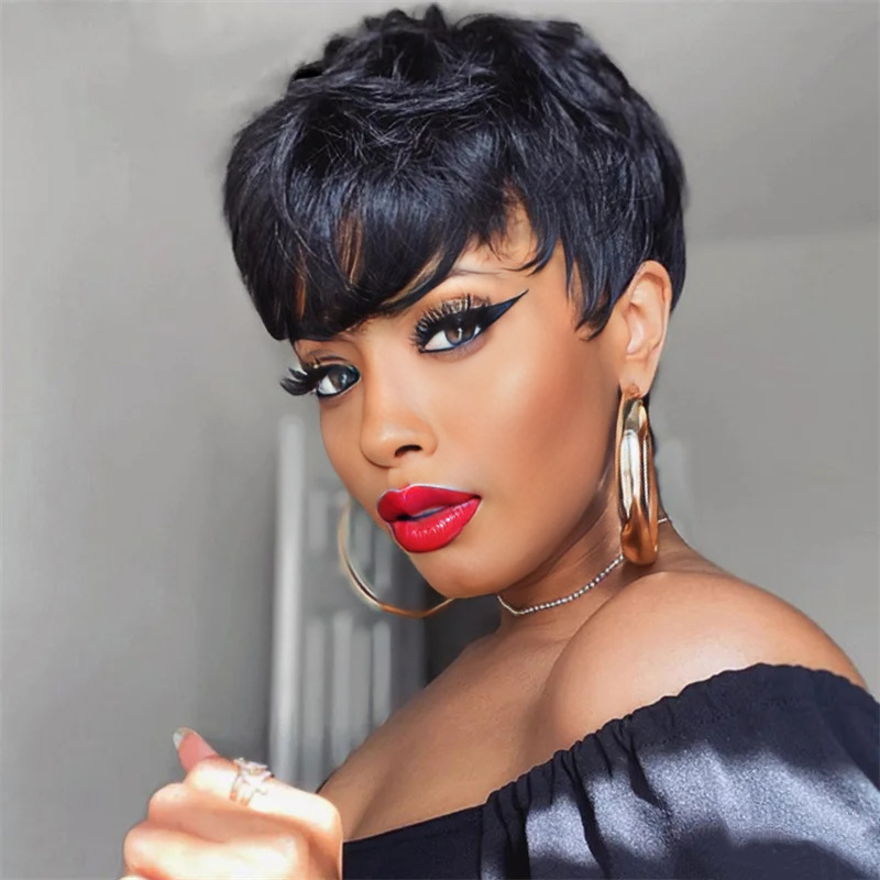 Wig short hair type African wigs black short hair mechanism full head