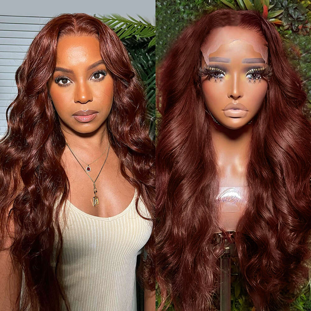 13x6 Reddish Body Wave Front for Women Brown Colored Human Hair Wig 13X4 Hd Lace Frontal Wigs 250%
