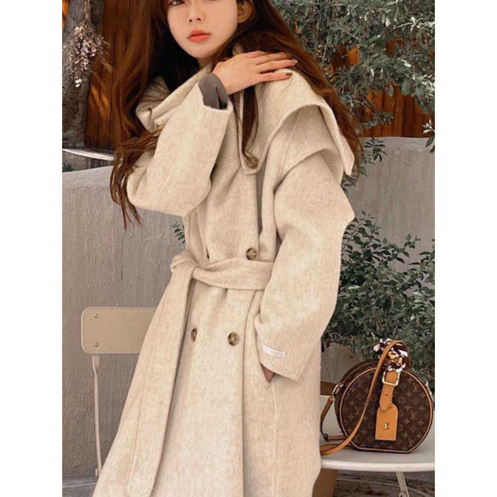 JXNH Scarf Double-Sided Cashmere Coat For Women,Autumn Winter New Loose And Versatile Wool Fabric Jacket