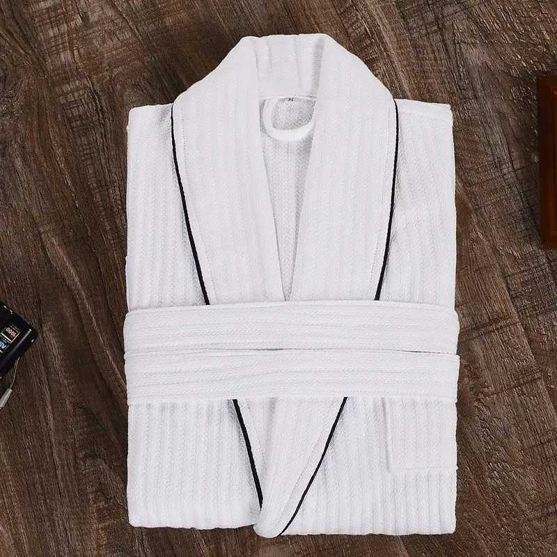 Mens Wfle Bathrobe long design kimono couple night town plus size robe Sp robe 100% cotton summer W241023