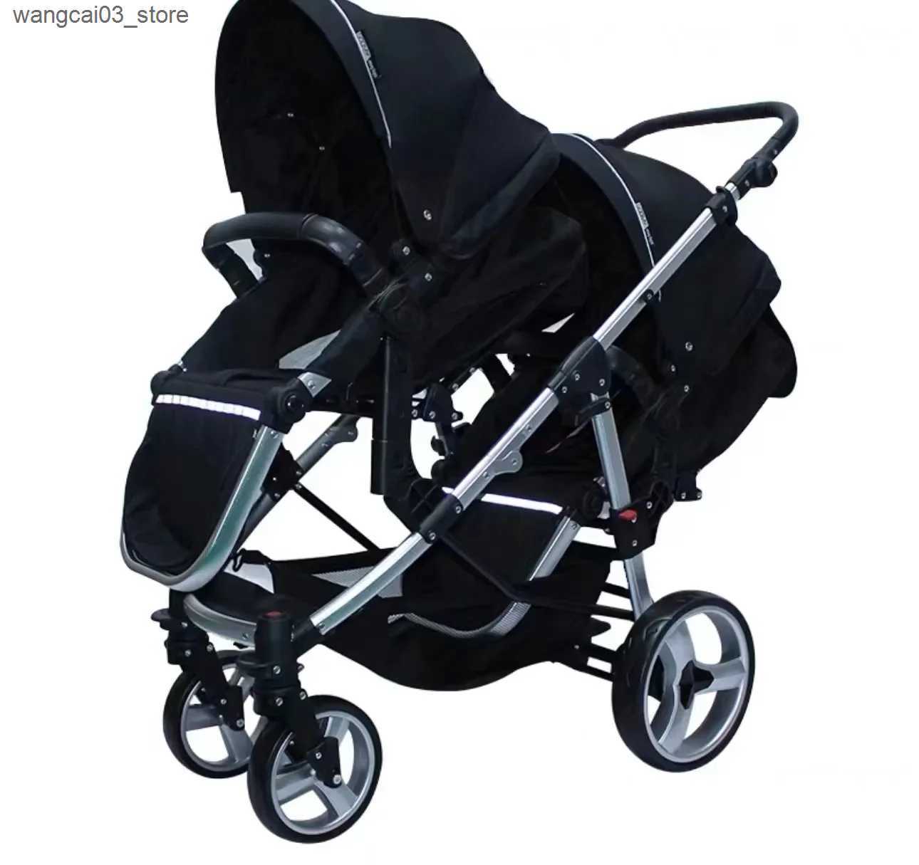 Strollers# Foldable Twins Baby Carriage Stroller Twin Can Sit and Lie Double Stroller Shock Absorber Second high view Child Stroller L240910