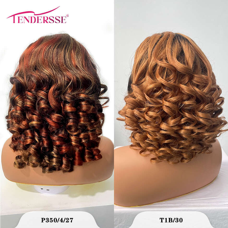 100% Vieamese Raw Hair Wigs 250 Density Ombre Double Drawn Bouncy Curly Loose Wave 13x4 HD Lace Front Glueless Wig Pre Plucked