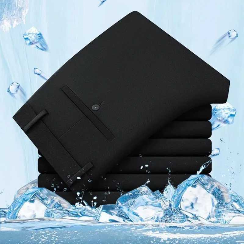 Spring Autumn Solid Color Button Zipper Pockets Mens Clothing Casual Formal Pencil Trousers Trouser Suits Boyfriend PantsX241023