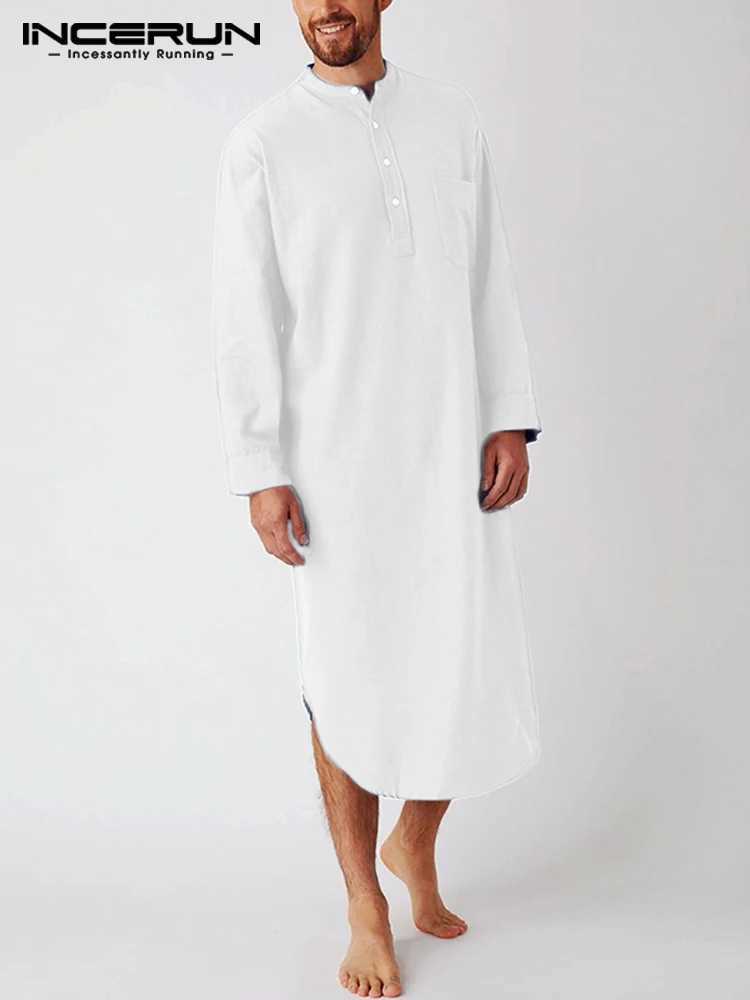 Fashionable solid full matching pajamas mens casual Sp robe long Sve round neck Sp shirt fashionable and comfortable pajamas W241023