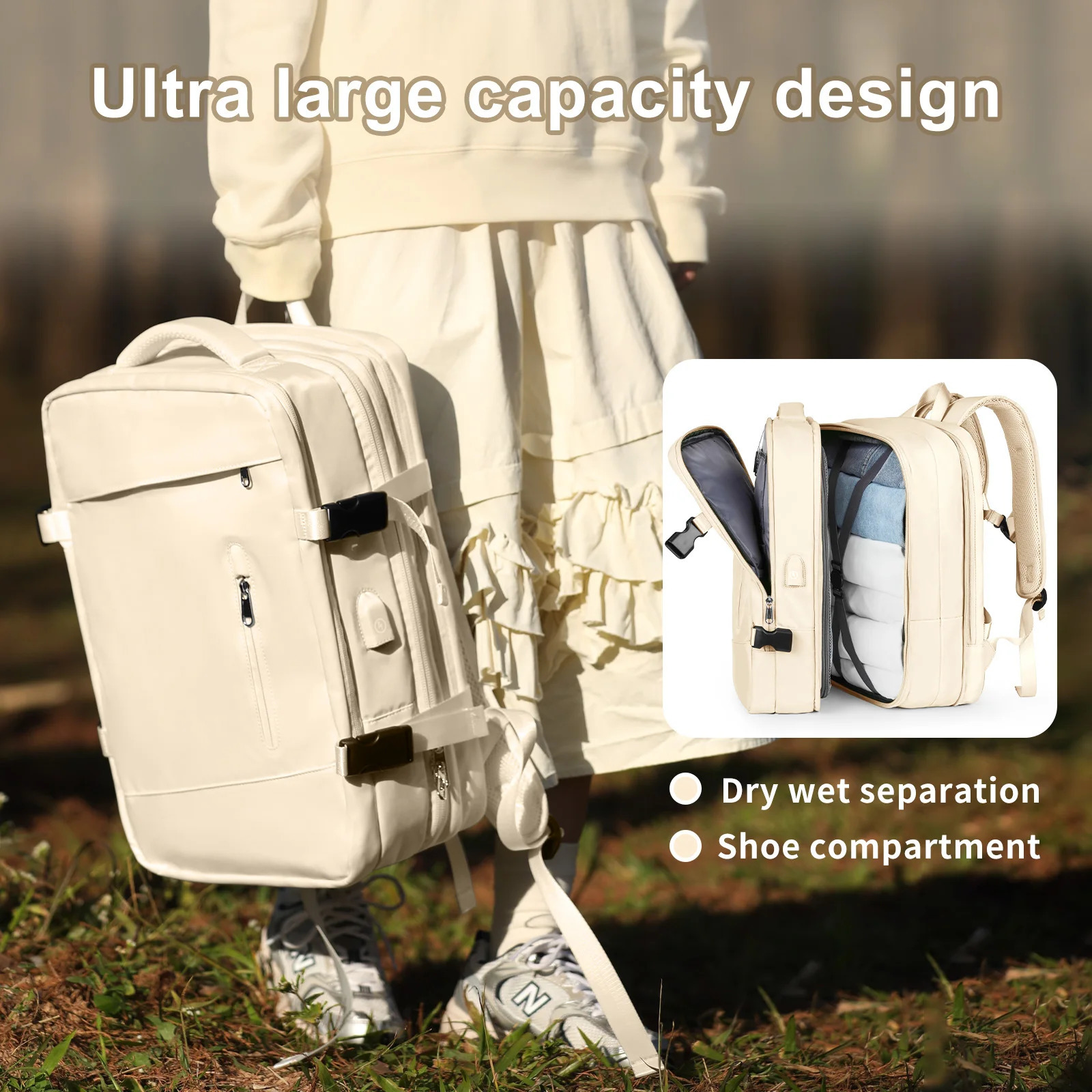 Large travel backpacks extended carry on backpacks approved travel essentials flight backpacks luggage work notebook bags suitable for women 241023