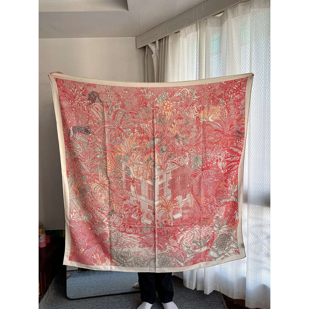 Wrap Pink Shawl Large High Print Plant Cashmere Scarf Women's Silk 140 Brand Wool End Format Hijab Neck P go scarf designers