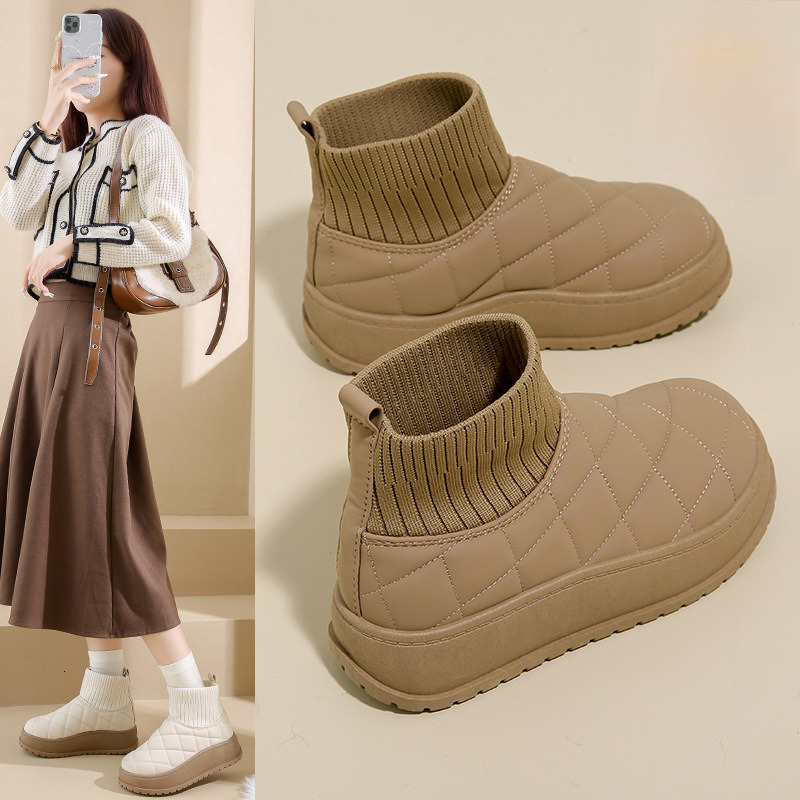 Velvet high top snow boots for women winter new student version warm casual cotton shoes trendy