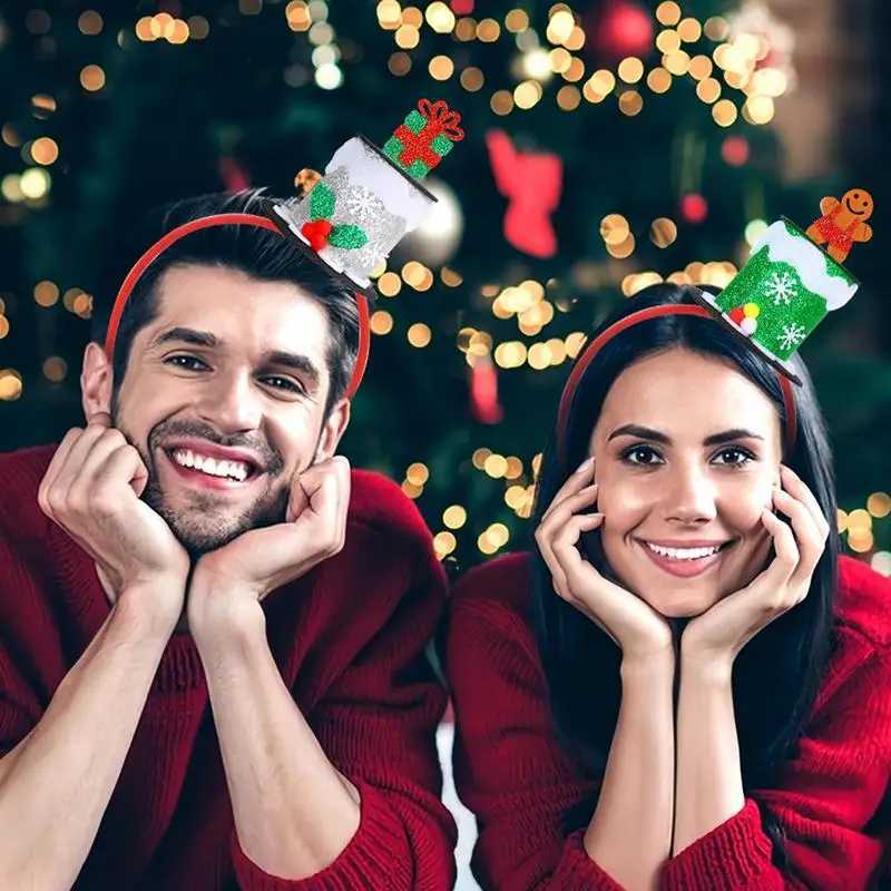 Christmas Hat Headband Red Green Silver Elastic Christmas Headwear Comfortable Classic Christmas Decorations For KidX241021