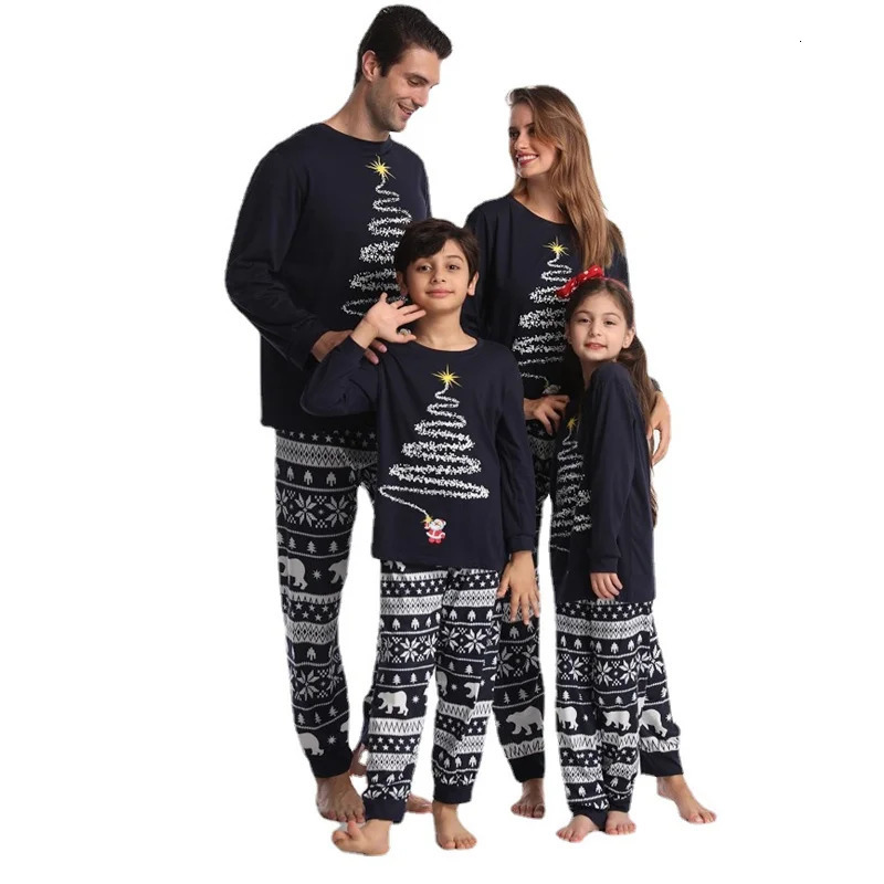 Family Matching Pajamas Christmas Parent Child Cotton Set Spring and Autumn Father Son Cartoon Top Trouser Set 241022