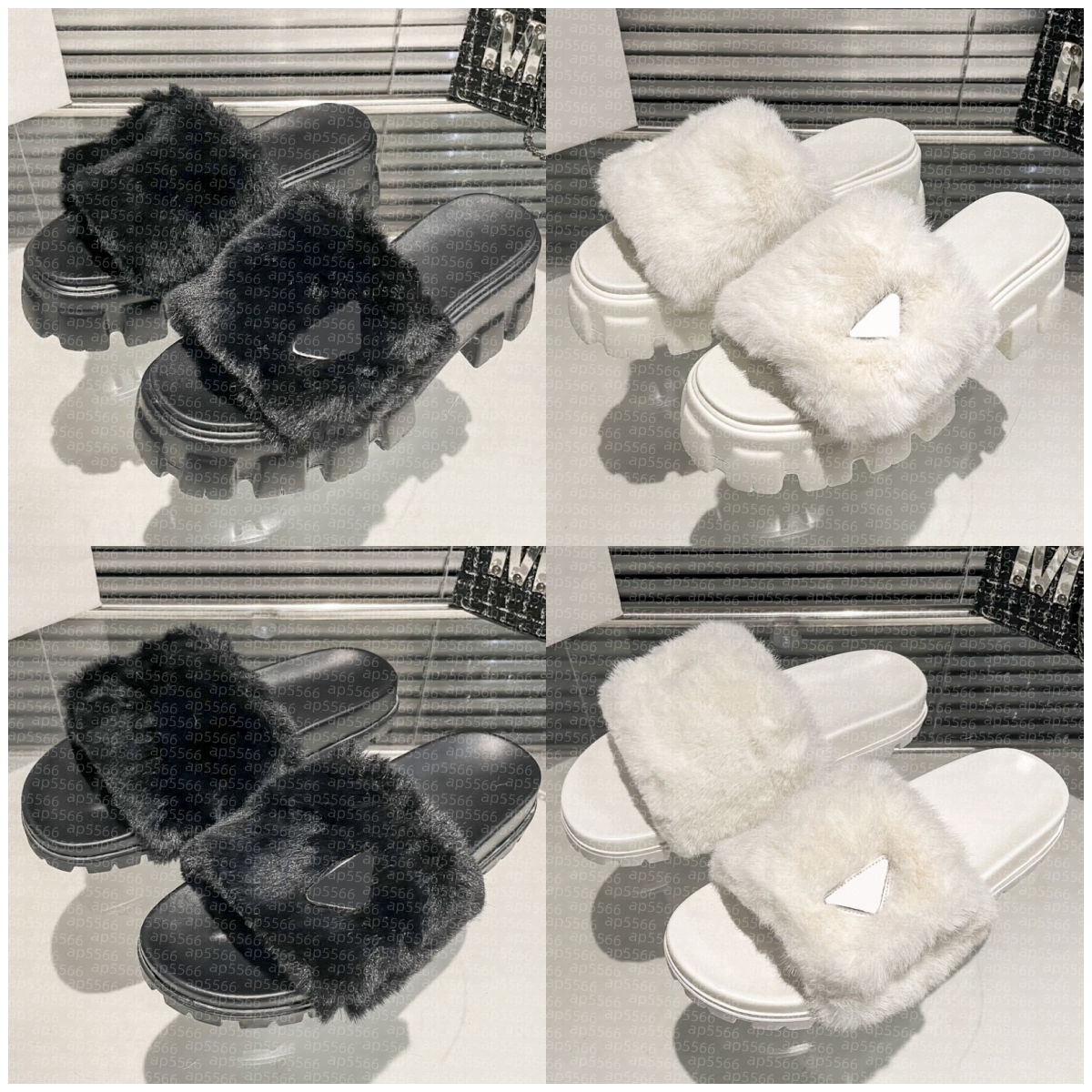 Fashion shoes Fluffy slippers flat sandals the latest hairy slippers in autumn and winter