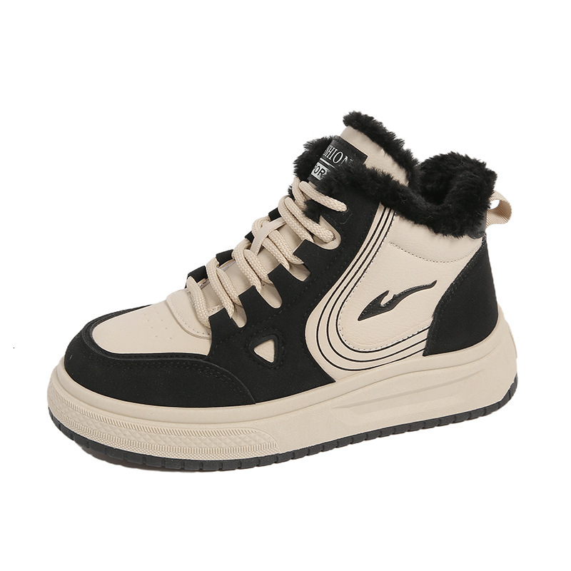 version thick soled high top women's winter with plush versatile student casual sports cotton shoes