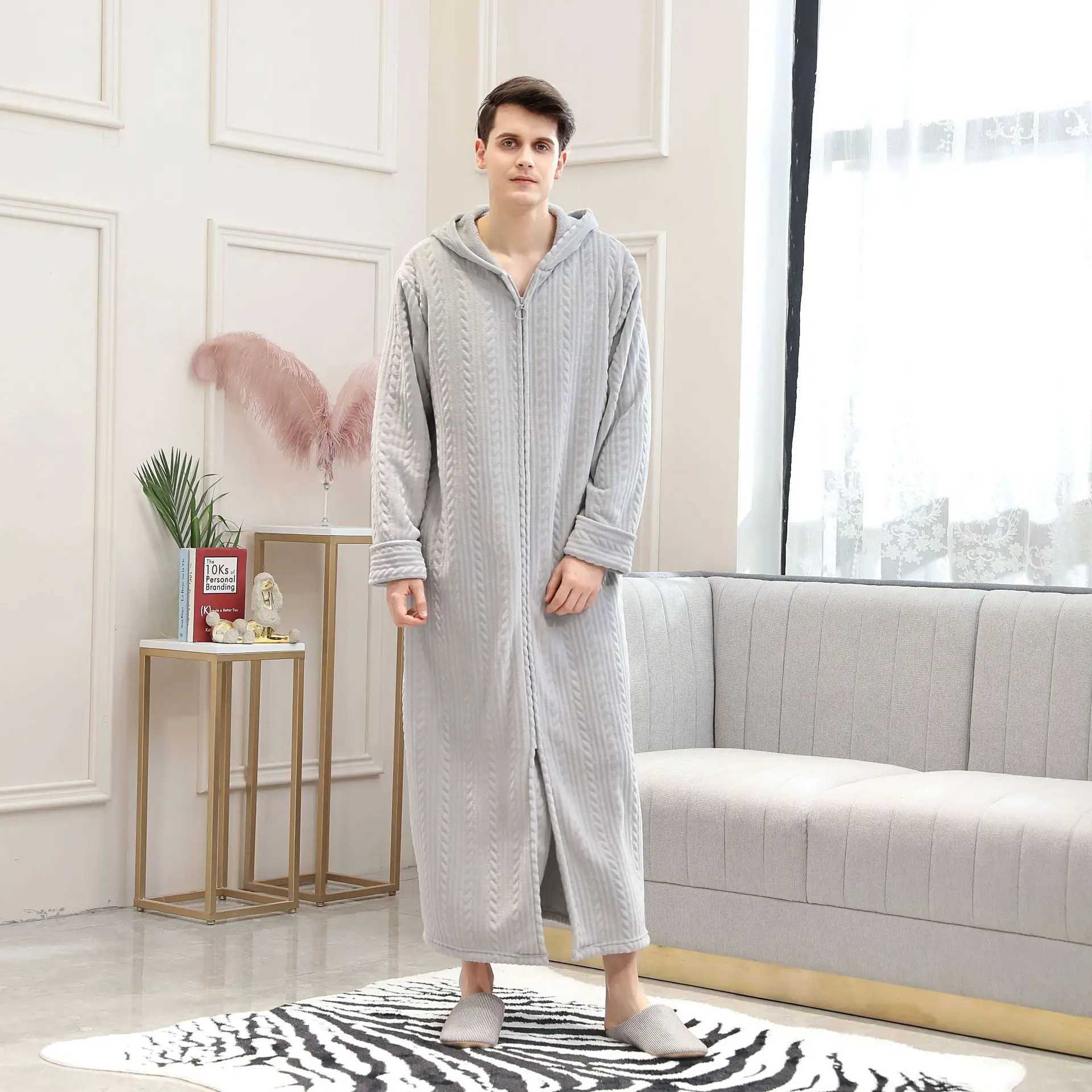 Flannel mens Sp autumn velvet couple pajamas Onesies Sp mens winter thick cardigan lounge Spwear pajamas W241023