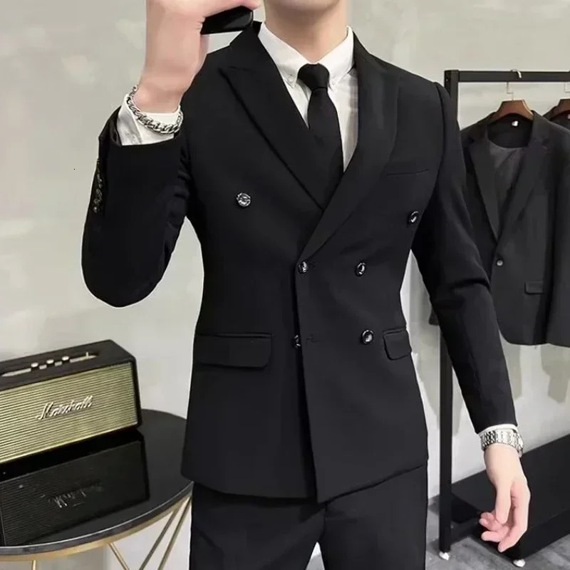 Mens double corset jacket autumn spring business ultra-thin jacket Hombre streetwear party wedding dress 241023