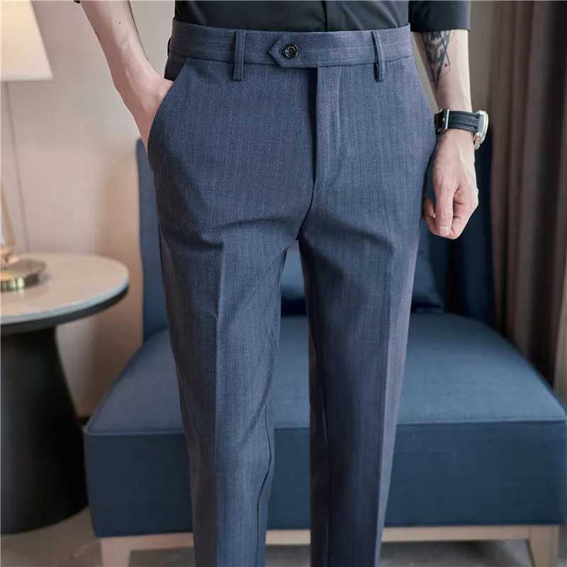 Business Formal Pants Men 2024Spring Korean Style Slim Office Social Suit Trousers High Quality Casual Streetwear Straight PantsX241023