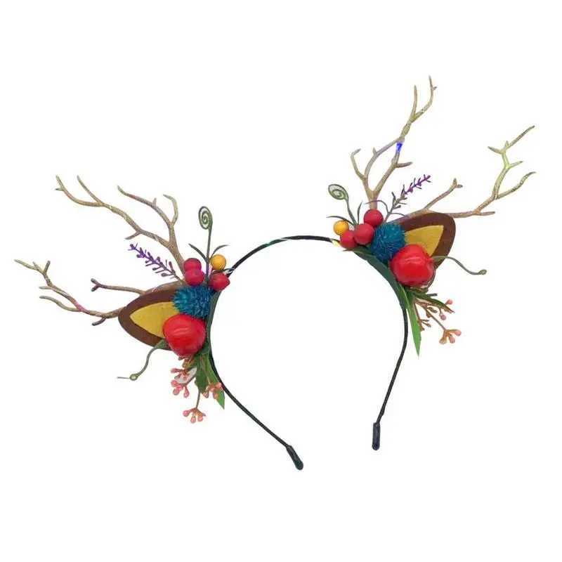 Led Reindeer Antlers Headband Christmas Festive Headband Holiday Christmas Tree Hair Hoop And Gnome Headpiece Deer CostumeX241022
