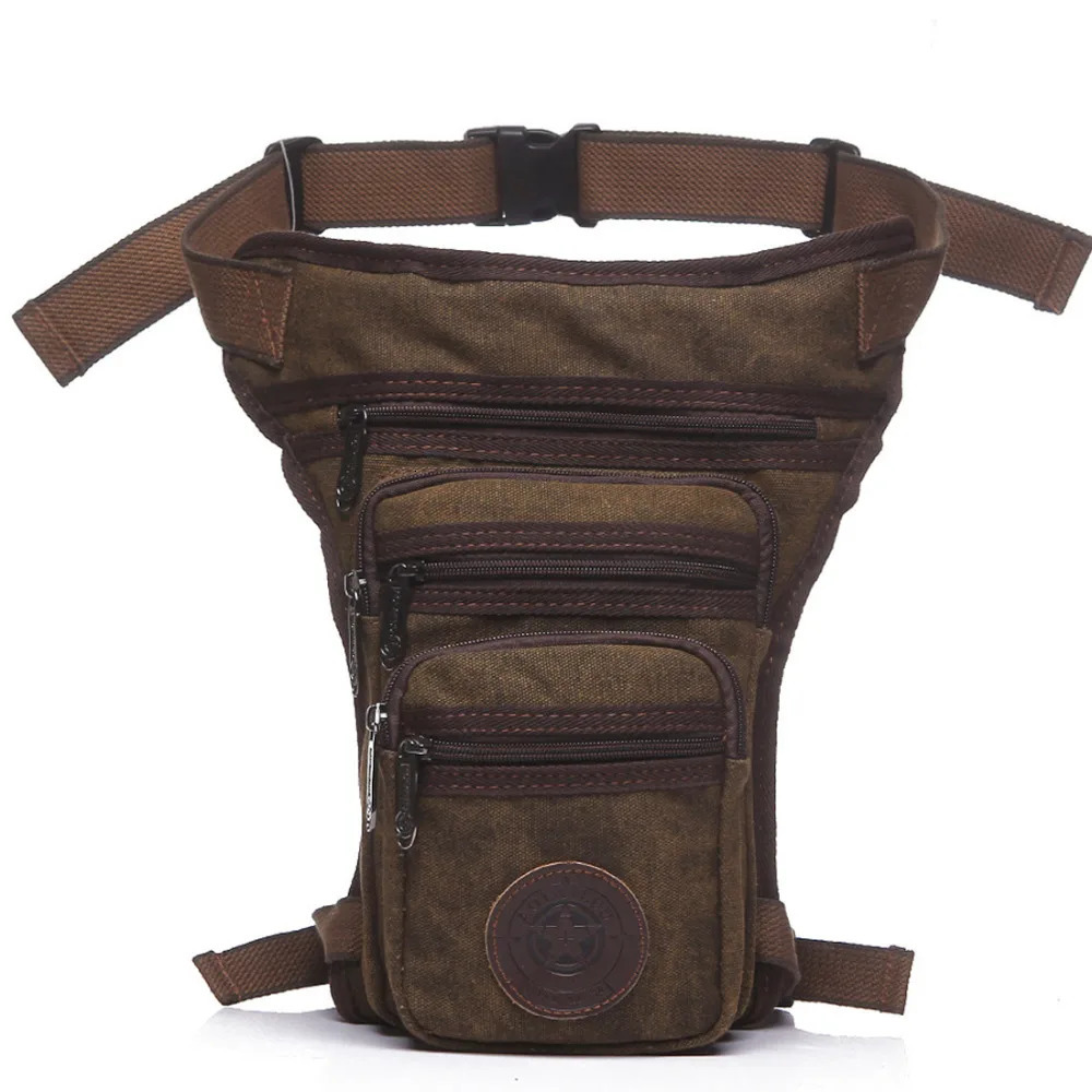 Mens straight leg waist bag motorcycle rider outdoor sports canvas travel hiking backpack 241023