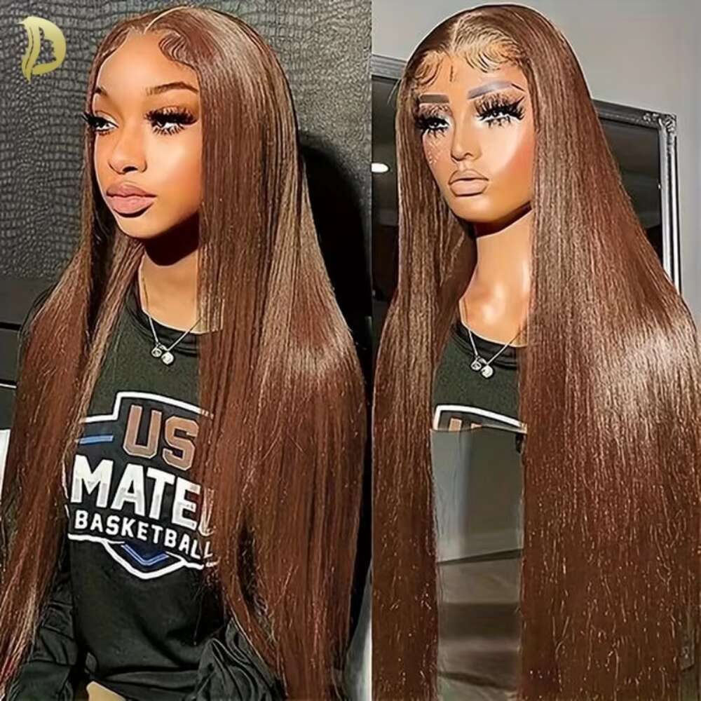 #4 13x6 HD Frontal 13x4 Straight For Women Chocolate Lace Front Wig Human Hair Brown Wigs