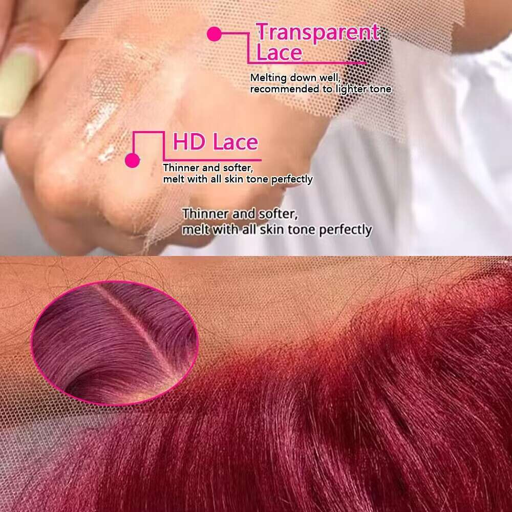 99J Burgundy Red Colored Deep Curly 13x4 Lace Frontal Wig Deep Wave 13x6 HD Lace Front Human Hair Wigs For Women 180 Density