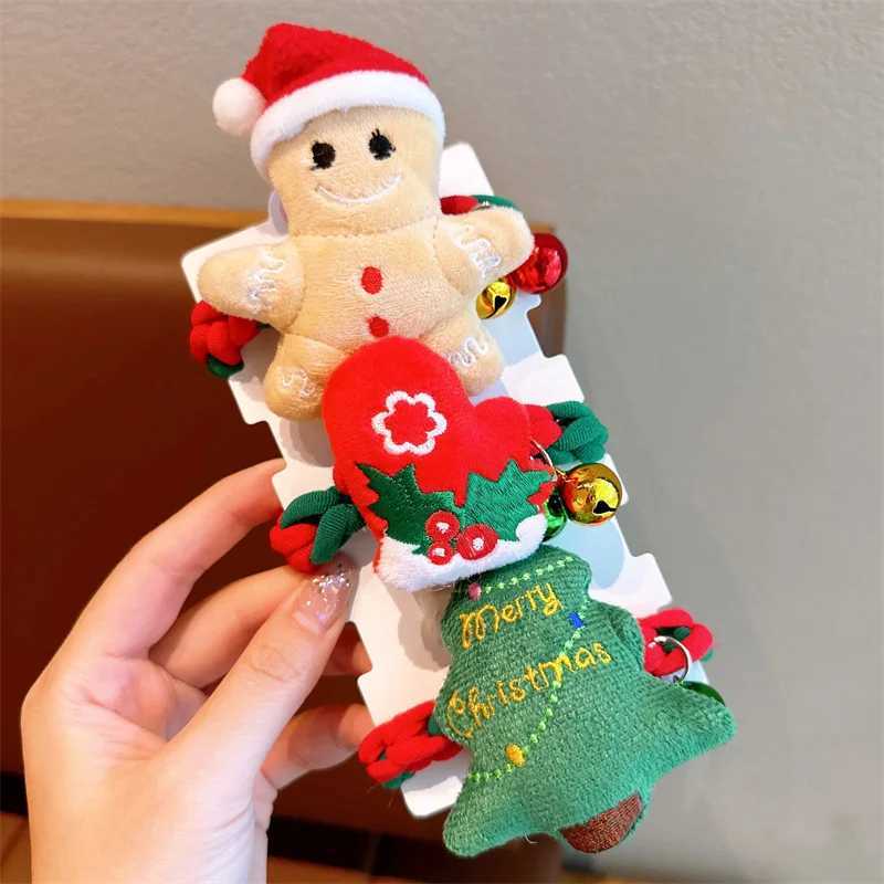 Christmas Day Hair Accessories Headstring Childrens Cute Weaving Hair Ring Girls Christmas Ball Tie Headband Rubber BandX241021