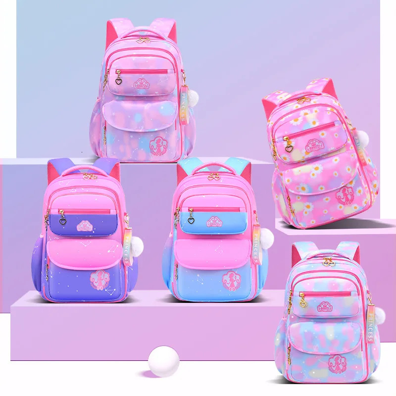 Orthodontics Primary School Girls Backpack Gradient Color 1-3-6 Grades Childrens Backpack Large Capacity Rucksack Mochila 241019