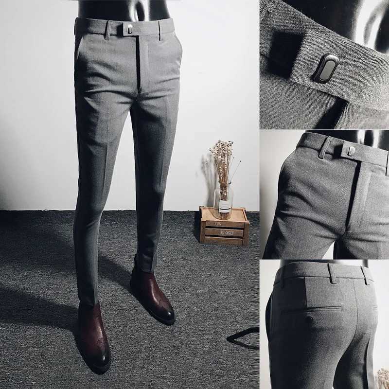 Men Suit Pants Dress Pantalone Hombre Stretch Slim Formal Trousers Cala Masculina Solid Color Casual Pants Fashion Men ClothingX241023