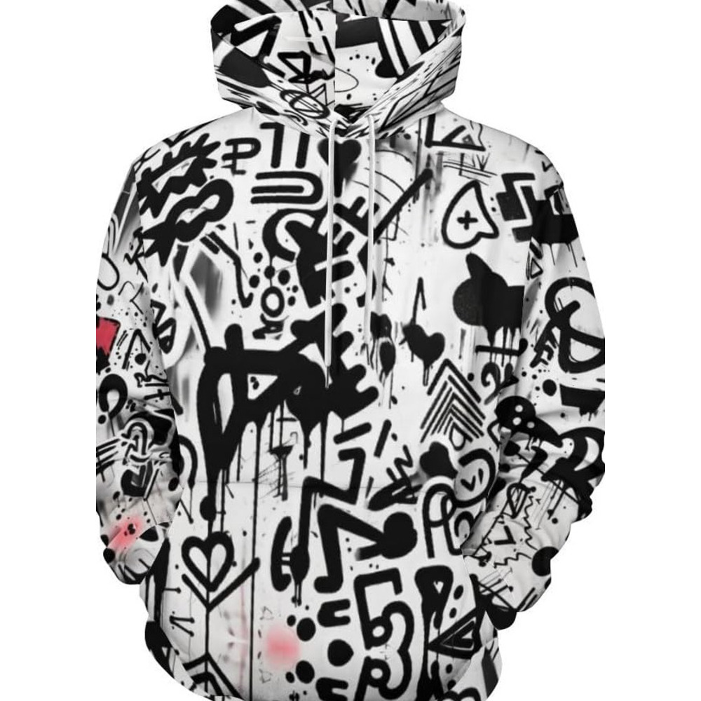 Hoodie for Mens Womens Mens Funny Art Hoodie 3D Printed Graffiti Sweatshirt Hoodie Casual Drawstring Hooded Top Graphic Hoodies sweatshirt Trendy Warm