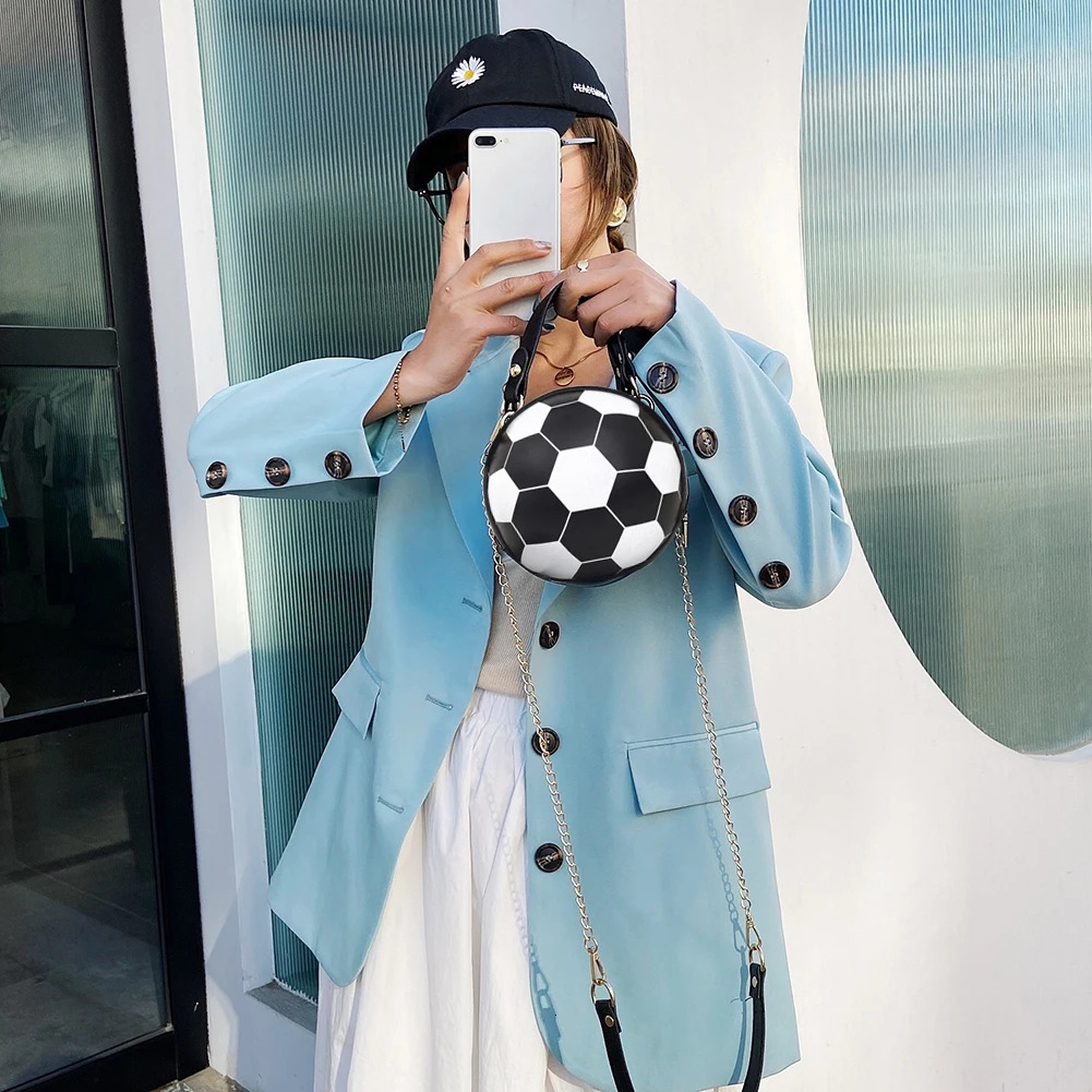 Fashion womens handbag round basketball football shaped party bag artificial leather cross body girl coin wallet shoulder bag 241023