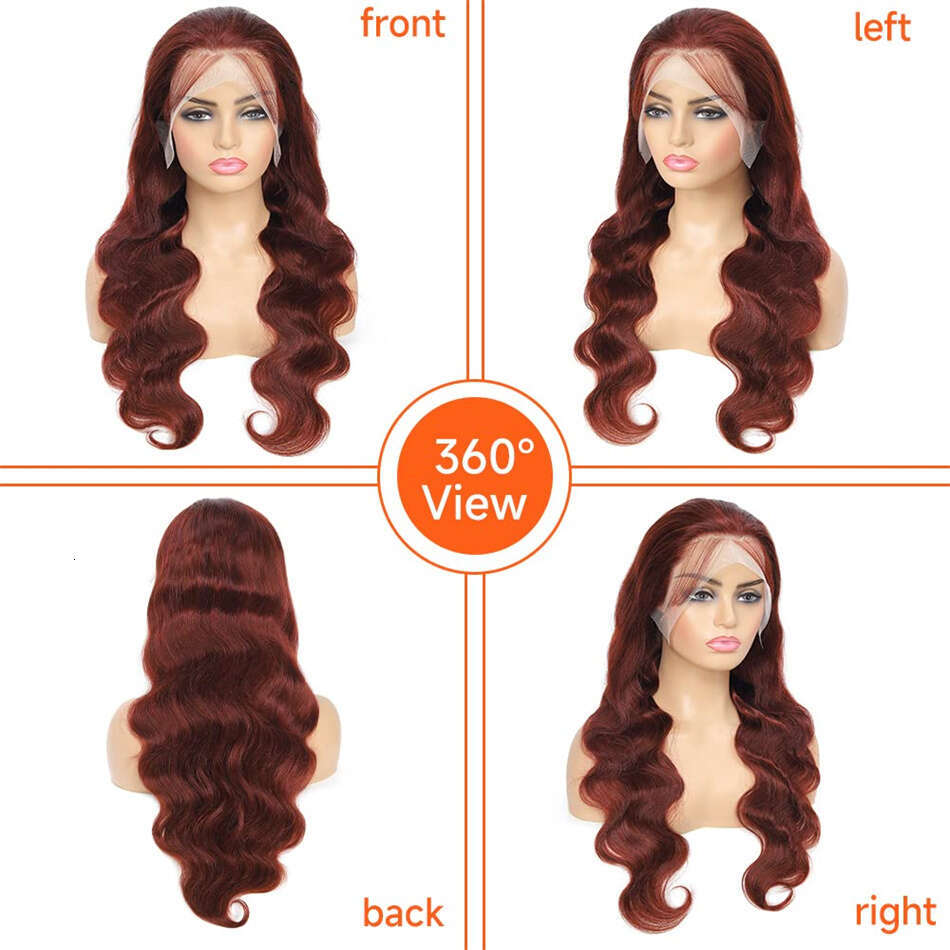 Reddish Brown Lace Front Wigs Human Hair 13x4 HD Body Wave Brown Lace Front Wigs Human Hair Pre Plucked with Baby Hair 180%