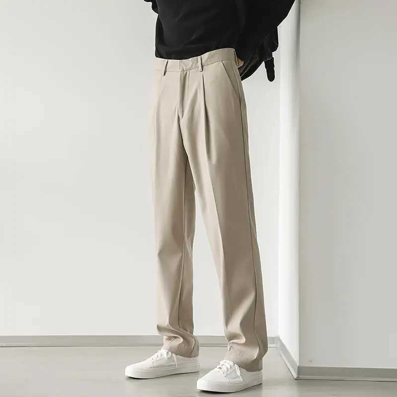 Baggy Khaki Fluid Mens Summer Pants Draped Anti-wrinkle Dress Korean Style Clothes Male Suit Trousers Classic Fashion 2024 UpX241023