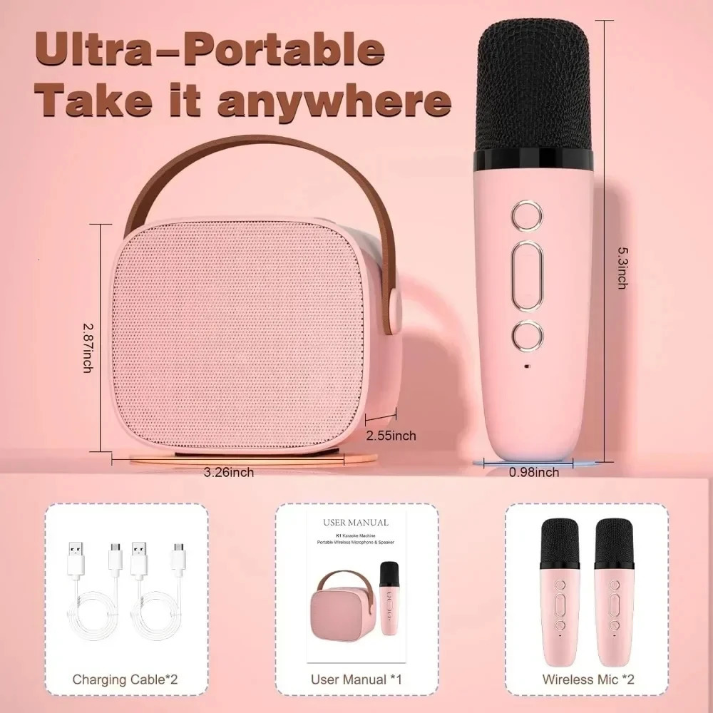 Mini Karaoke Machine for Kids and Adults Portable Ser With 12 Wireless Microphone Home KTV Birthday Party Holiday Gifts 241022