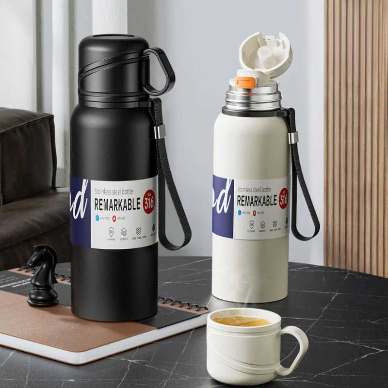 2L stainless steel hot water bottle large capacity hot water bottle hot and cold hot cup vacuum coating Z241022