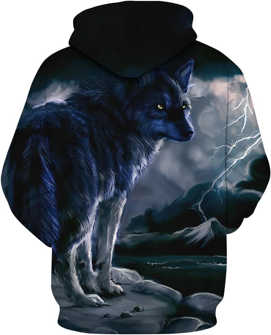 Hoodie for Mens Womens Novelty Wolf Graphic Hoodies Cool hoodies Sweatshirt Pullover Graphic Hip hop Warmth