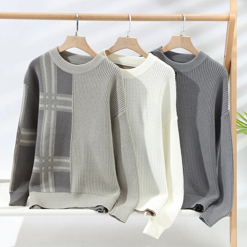 Pull Homme Fall Winter High End y Wool Sweater Men Korean Plaid Pullovers Thick Warm Mens Christmas Jumper S251110HRJD