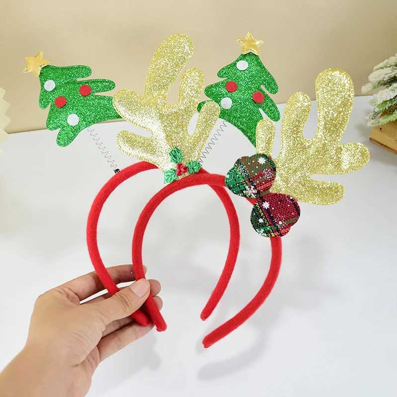 Christmas Headbands Cute Santa Snowman Elk Hair Band Christmas Decorations 2024 New Year Xmas Party Supplies Navidad Kids GiftsX241021
