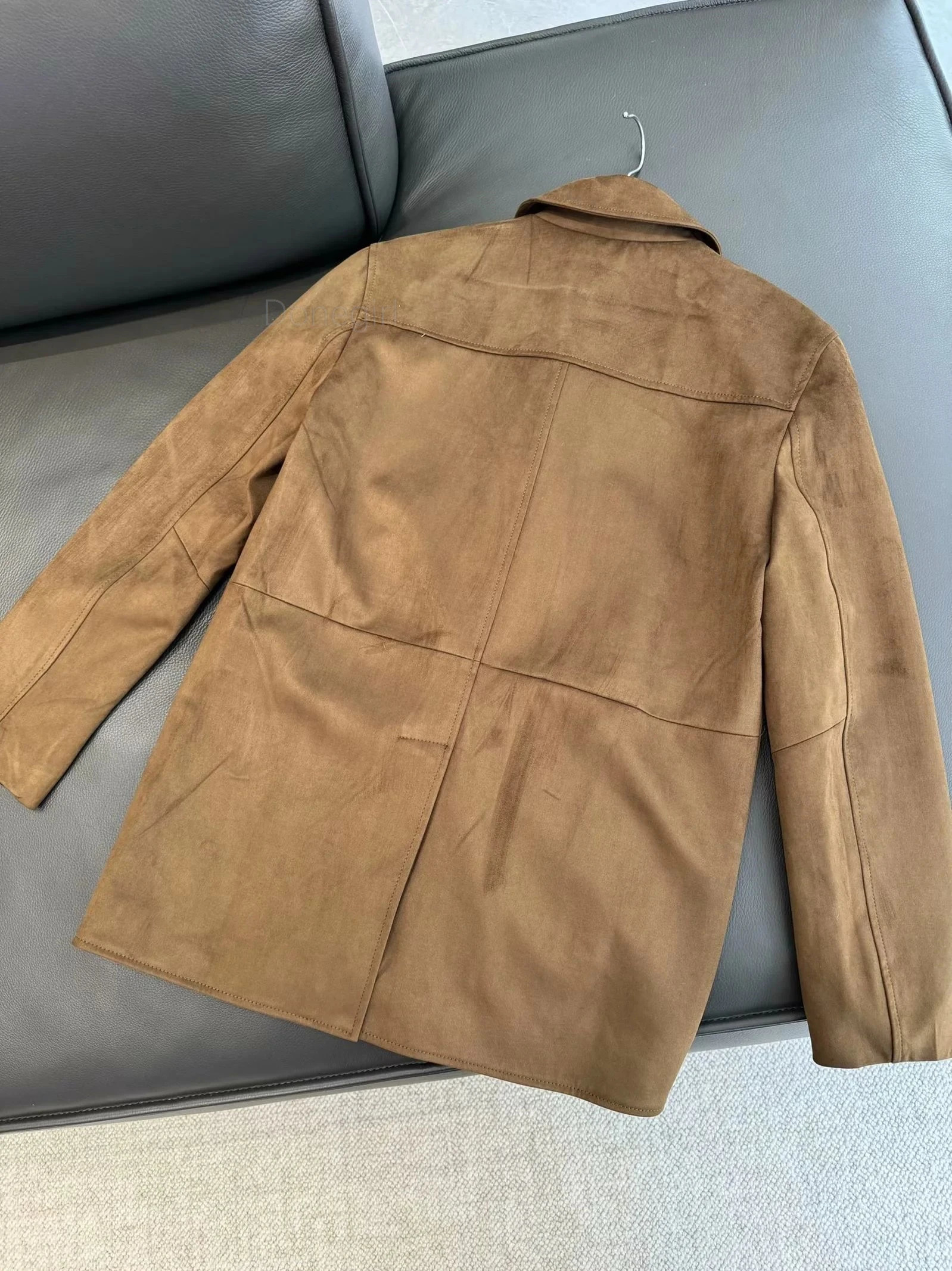 Womens sports jacket suede lapel pocket jacket womens casual single chest long sleeved jacket womens street jacket 241023