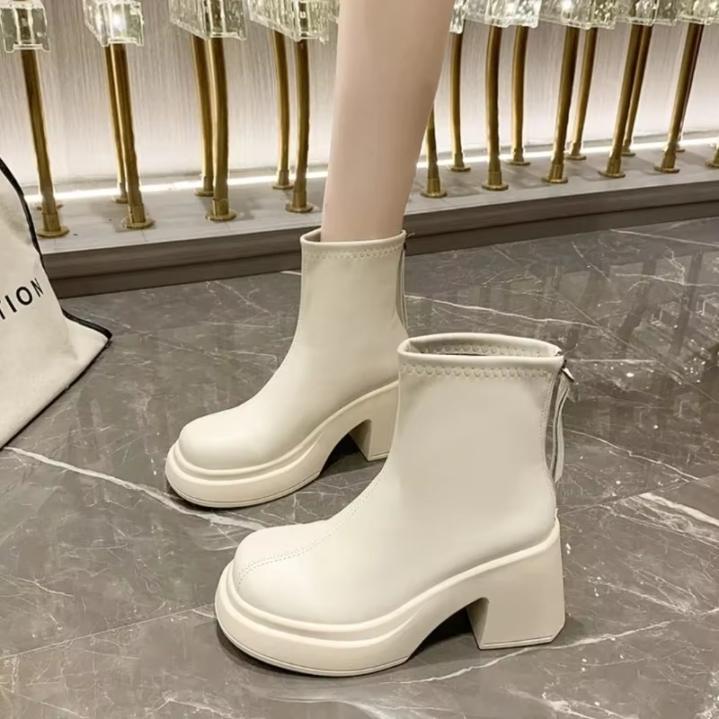 Fashion Korean Martin Temperament Designer Autumn And Winter Womens New Thick Heel High Heels Small Ankle Boots
