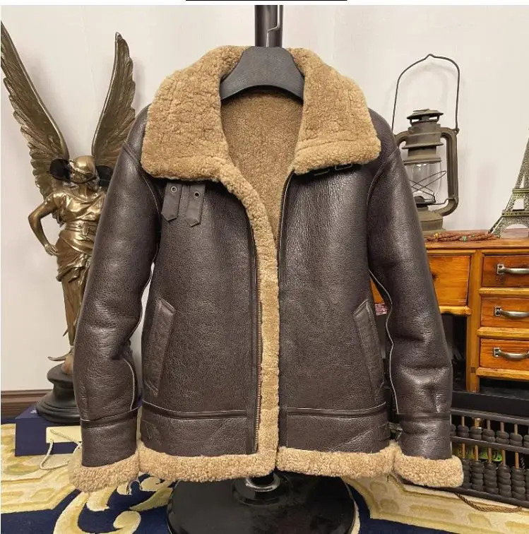 CC store. Plus 7XL 100% natural mens fur leather jacket Mens winter warm thick wool coat. High quality B3 armor fabric. Large size Bailey 241023