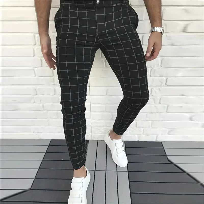 Summer Mens Business Straight Pants Fashion Plaid 3D Printed Small feet Dress Pants Comfortable Casual PantsX241023