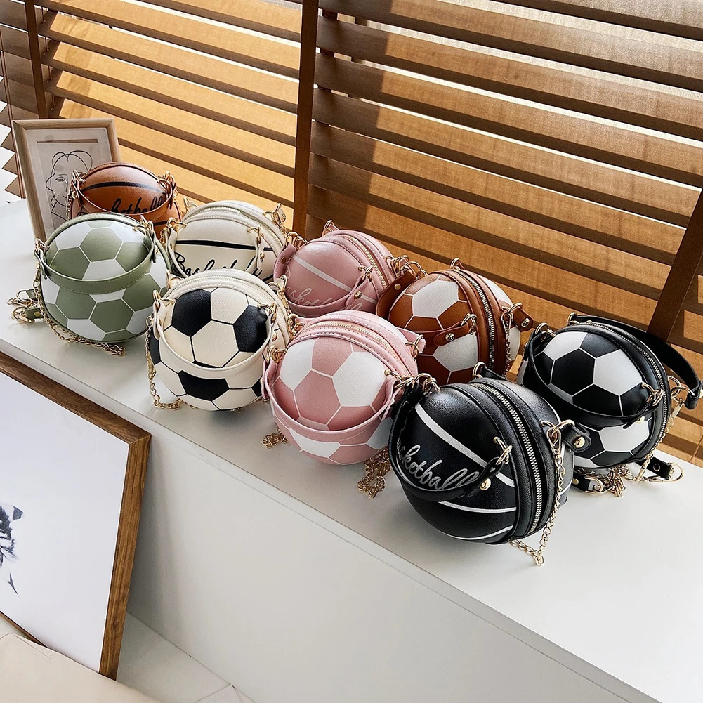 Fashion womens handbag round basketball football shaped party bag artificial leather cross body girl coin wallet shoulder bag 241023
