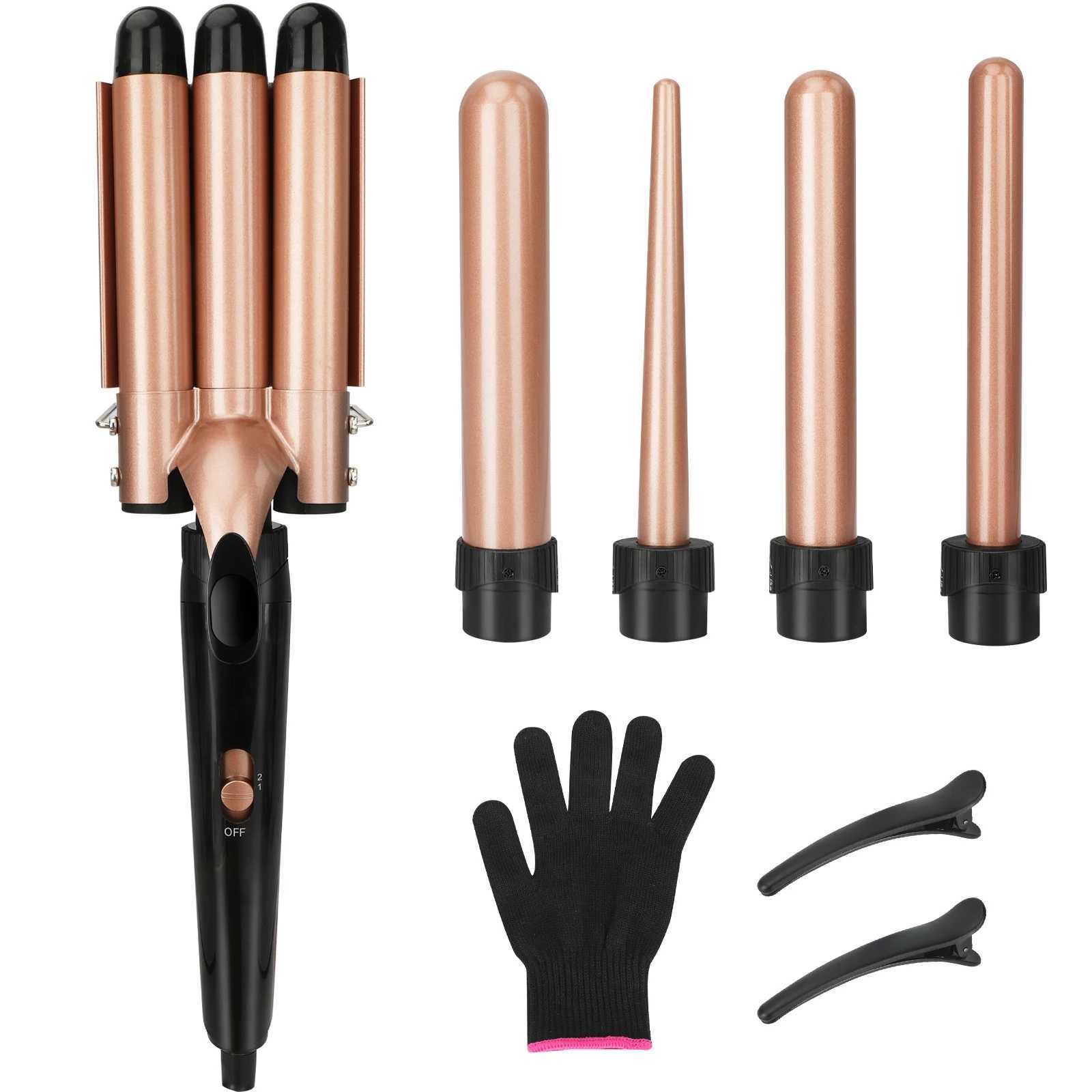 New Arrival 5-in-1 electric heating curling iron professional LCD display mens and womens hair salon hair stick curling iron Z241022